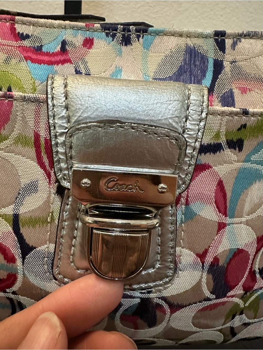 Coach Multicolor Signature Canvas Crossbody with Silver Trim - Picture 17 of 17
